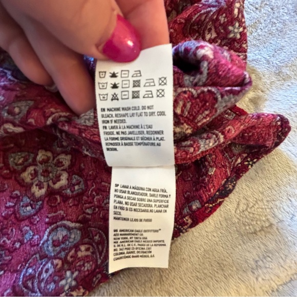 American Eagle red floral boho swing tunic top Size XS - Picture 6 of 9